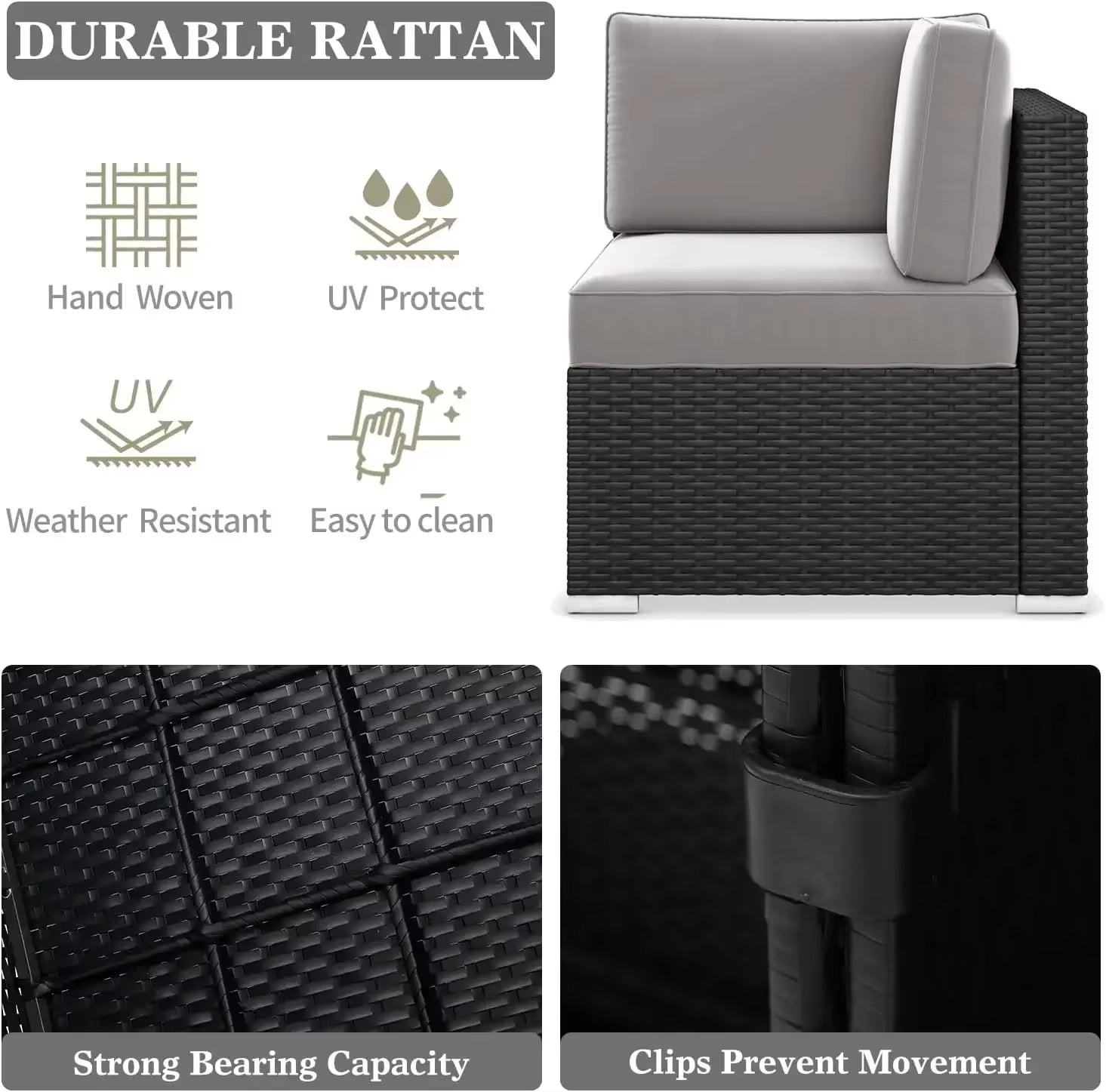 15 Piece Patio Furniture Set with Fire Pit Table, Outdoor Conversation Sets Wicker Rattan Sectional Sofa with Coffee Table