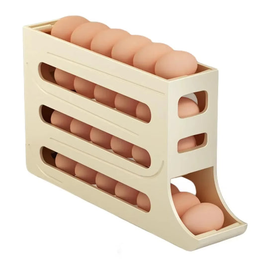 Refrigerator Egg Storage Box 4 Layers Automatic Rolling Egg Holder Kitchen Refrigerator Egg Dispenser Fridge Organizer